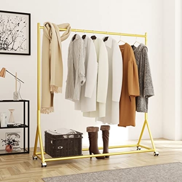 Stylish DR.IRON Modern Gold Clothing Rack - Heavy Duty Garment Rack for Home & Store