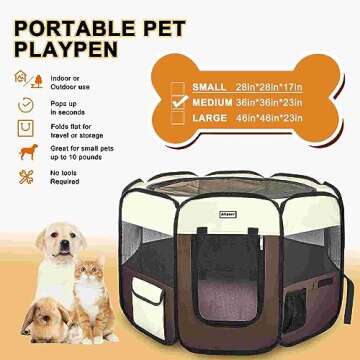 Aliparr Portable Pet Playpen - Foldable Dog Cat Exercise Tents for Indoor Outdoor Travel