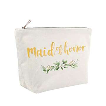 ELEGANTPARK Maid of Honor Bridesmaid Cosmetic Bag Travel Makeup Bag for Women Bridal Shower Gifts We...