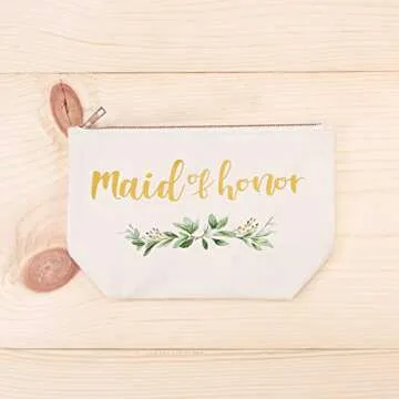 ELEGANTPARK Maid of Honor Bridesmaid Cosmetic Bag Travel Makeup Bag for Women Bridal Shower Gifts Wedding Party Pouch Zipper Canvas