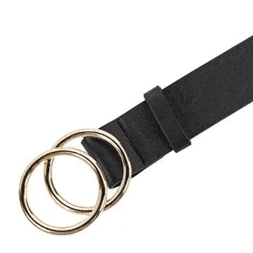 Stylish Faux Leather Women’s Belt with Gold Buckle
