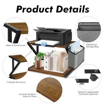 Y&ME YM Desktop Printer Stand with Storage Bag