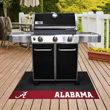 FANMATS - 12115 NCAA University of Alabama Crimson Tide Vinyl Grill Mat, Black, 26"x42"
