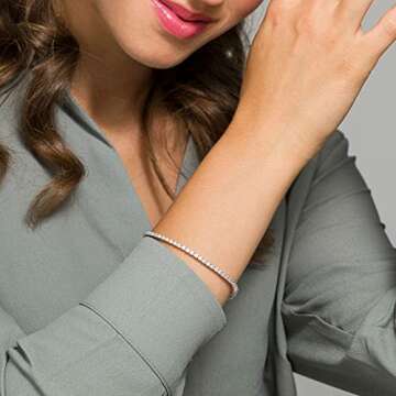 PAVOI 14K Gold Plated Cubic Zirconia Classic Tennis Bracelet | White Gold Bracelets for Women | 6.5 Inches