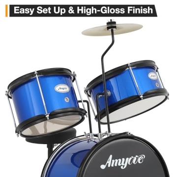 Beginner 3 Piece Kids Drum Set with Cymbals and Pedal