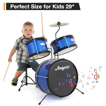Beginner 3 Piece Kids Drum Set with Cymbals and Pedal