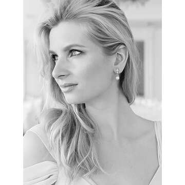 Mariell Petite Pearl Drop Wedding Earrings, 8MM Ivory Shell Pearls, Cubic Zirconia Crystal and Pearl...