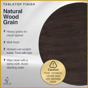 Finch Alfred Round Solid Wood Rustic Dining Table for Farmhouse Kitchen Room Decor, Wooden Trestle Pedestal Base, 46.5" Wide Circular Tabletop, Distressed Dark Brown