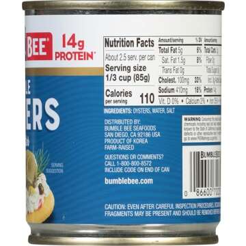 Bumble Bee Whole Canned Oysters - Easy & Delicious Protein Snack