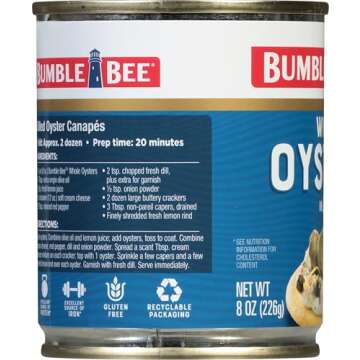 Bumble Bee Whole Canned Oysters - Easy & Delicious Protein Snack