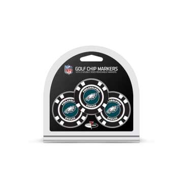 Team Golf NFL Philadelphia Eagles 3 Pack Golf Chip Ball Markers, Poker Chip Size with Pop Out Smalle...