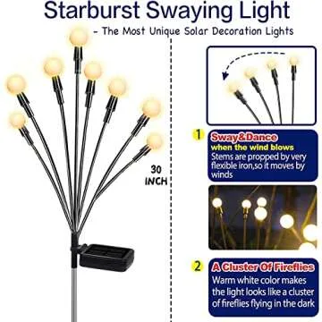 TONULAX Solar Garden Lights - New Upgraded Solar Swaying Light, Sway by Wind, Solar Outdoor Lights, ...