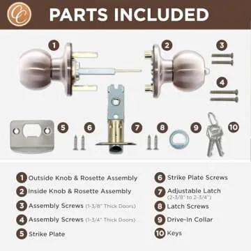 Copper Creek BK2040SS Ball Door Knob, Keyed Entry Function, 1 Pack, in Satin Stainless