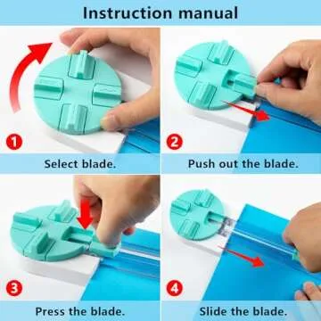 Paper Trimmer Craft Paper Cutter: 4 Style Multi-Function Scrapbooking Tool with Dial Blades of Straight,Wave,Dotted,Perforated,Creasing for Cutting Paper,Coupons,Photos,Postcards,Scrapbook,Card