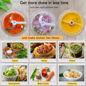 Brieftons QuickPull Manual Food Chopper: Large 4-Cup Powerful Hand Pull Chopper/Mincer/Mixer Blender...