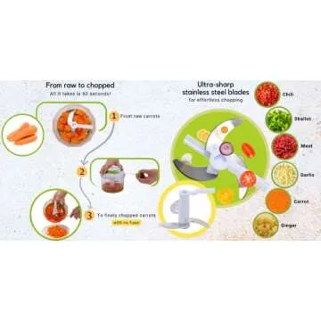 Brieftons QuickPull Manual Food Chopper: Large 4-Cup Powerful Hand Pull Chopper/Mincer/Mixer Blender to Chop Onion, Garlic, Vegetables, Fruits, Herbs for Salsa, Salad, Pesto, Puree, Indian Cooking