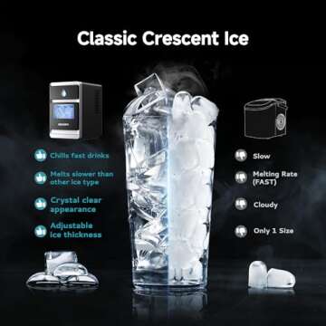 EUHOMY LunaArc™ Crescent Ice Maker Countertop - 1600Pcs/Day, Ready in 12Mins, Auto Deep Cleaning, ...