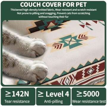 ROOMLIFE Reversible Two-Sided Knitted Sofa Covers Bohemian Couch Cover Blanket Universal Sofa Slipcover Couch Cover for Dogs,71"X 102"