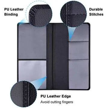 Wisdompro Car Registration and Insurance Documents Holder - Premium PU Leather Vehicle Glove Box Paperwork Wallet Case Organizer for ID, Driver's License, Key Contact Information Cards (Black)