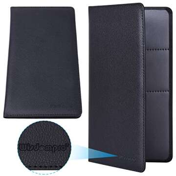 Wisdompro Car Registration and Insurance Documents Holder - Premium PU Leather Vehicle Glove Box Paperwork Wallet Case Organizer for ID, Driver's License, Key Contact Information Cards (Black)