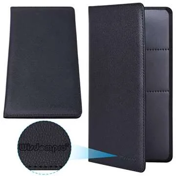 Wisdompro Car Registration and Insurance Documents Holder - Premium PU Leather Vehicle Glove Box Paperwork Wallet Case Organizer for ID, Driver's License, Key Contact Information Cards (Black)
