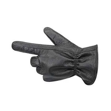 OLSON DEEPAK Men's Full-Grain Waterproof Leather Driver Work Gloves,Black Cowhide Leather Shooting G...