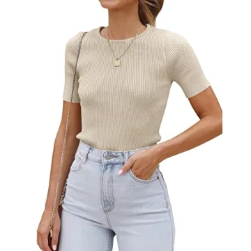 ZESICA Women's Short Sleeve Crewneck Tee - Stylish and Comfortable Summer Essential