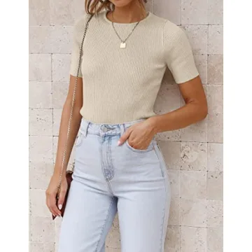 Stylish ZESICA Ribbed Knit Summer Tee for Every Outfit