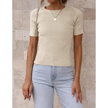 Stylish ZESICA Ribbed Knit Summer Tee for Every Outfit