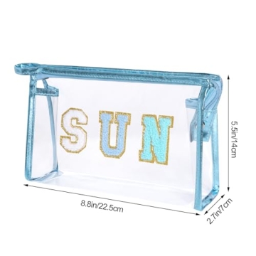 Stylish Hmxpls Clear Patch Makeup Pouch for Travel & Beach