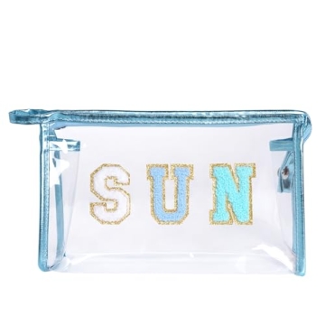 Stylish Hmxpls Clear Patch Makeup Pouch for Travel & Beach