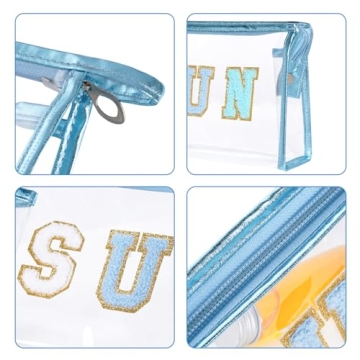 Stylish Hmxpls Clear Patch Makeup Pouch for Travel & Beach