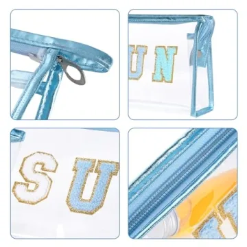 Stylish Hmxpls Clear Patch Makeup Pouch for Travel & Beach