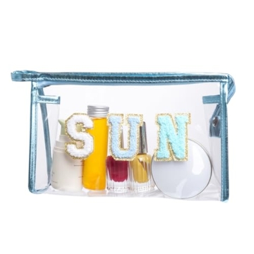 Stylish Hmxpls Clear Patch Makeup Pouch for Travel & Beach