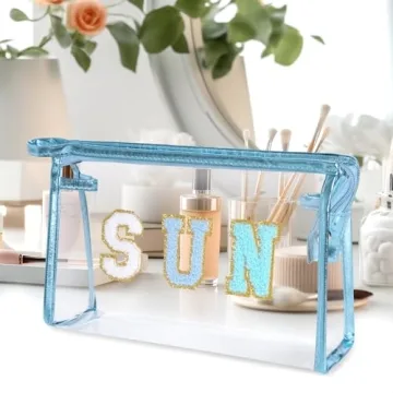 Stylish Hmxpls Clear Patch Makeup Pouch for Travel & Beach