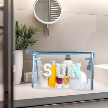 Stylish Hmxpls Clear Patch Makeup Pouch for Travel & Beach