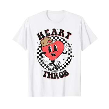 Retro Heart Throb Checkered Kid Preschool Boy Valentines Day T-Shirt