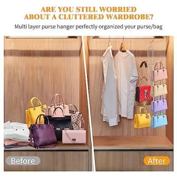 Baoswi Purse Organizer - 4-Tier Hanging Bag Holder
