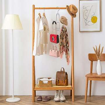 Baoswi 1 Pack Purse Organizer for Closet, 4-Tier Hanging Bag Holder, Silver Metal Closet Organization Purse Hanger Backpack Rack Space Saving Hanger