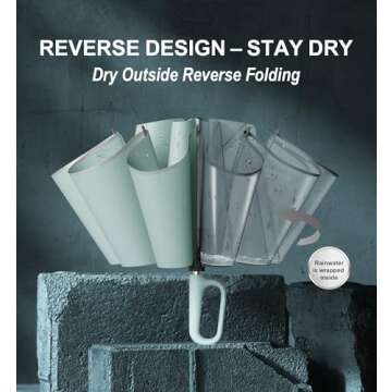 QWB TUMAAOTU Inverted Umbrella with Carabiner Handle, Wind Proof Umbrellas For Rain, 46 Inch Portable Reverse Folding Umbrella, Car Umbrella for Women Men, 10 Ribs (dark green)