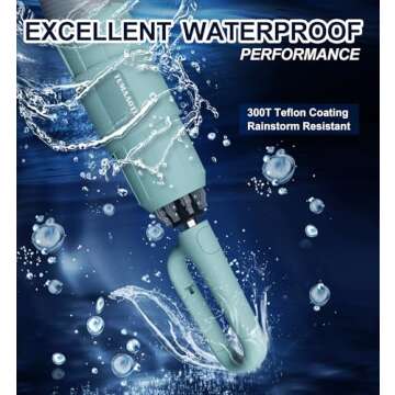 QWB TUMAAOTU Inverted Umbrella with Carabiner Handle, Wind Proof Umbrellas For Rain, 46 Inch Portable Reverse Folding Umbrella, Car Umbrella for Women Men, 10 Ribs (dark green)