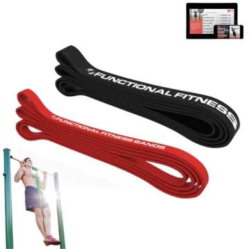Functional Fitness Pull Up Assist Resistance Bands | Heavy Duty Loop Exercise Bands for Powerlifting...