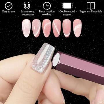 C12rtive Cat Eye Nail Magnet,Professional Double-Ended Hexagon Strong Nail Magnet Stick for Cat Eye ...