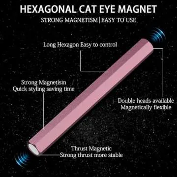 C12rtive Cat Eye Nail Magnet,Professional Double-Ended Hexagon Strong Nail Magnet Stick for Cat Eye Gel Nail Polish,Suitable for Personal DIY, Nail Studio or Nail Salon(Pink)