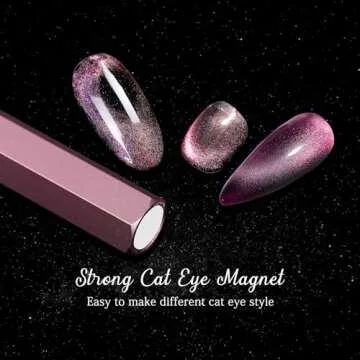 C12rtive Cat Eye Nail Magnet,Professional Double-Ended Hexagon Strong Nail Magnet Stick for Cat Eye Gel Nail Polish,Suitable for Personal DIY, Nail Studio or Nail Salon(Pink)