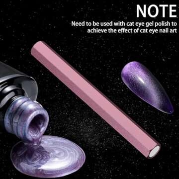 C12rtive Cat Eye Nail Magnet,Professional Double-Ended Hexagon Strong Nail Magnet Stick for Cat Eye Gel Nail Polish,Suitable for Personal DIY, Nail Studio or Nail Salon(Pink)