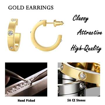 RIMRIVA Gold Love Earrings for Women Stocking Stuffers Stainless Steel Hoop Christmas Earrings Jewel...