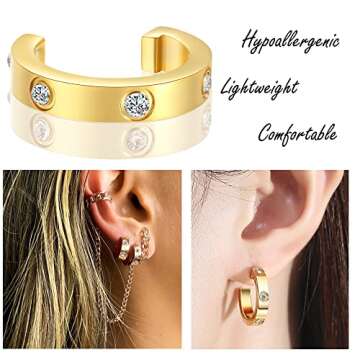 RIMRIVA Gold Love Earrings for Women Stocking Stuffers Stainless Steel Hoop Christmas Earrings Jewelry Valentines Gifts Her