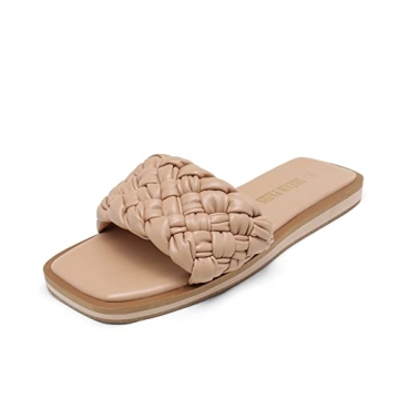 Dream Pairs Women's Square Open Toe Slide Sandals for Summer