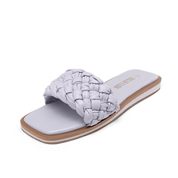 Dream Pairs Women's Square Open Toe Slide Sandals for Summer